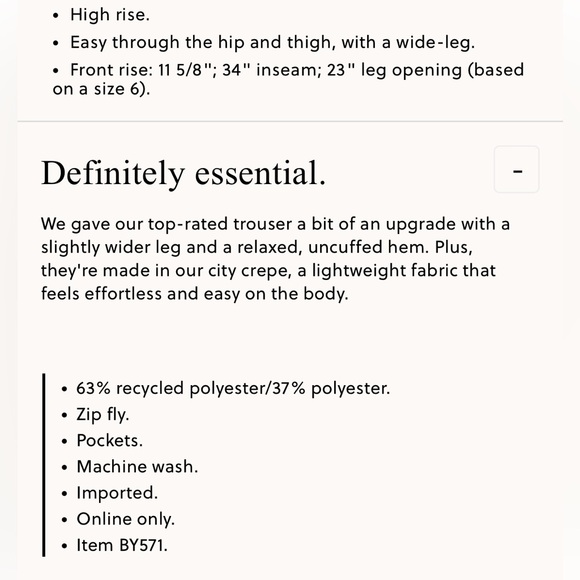 NWT Tall wide-leg essential pant in city crepe - Picture 6 of 6